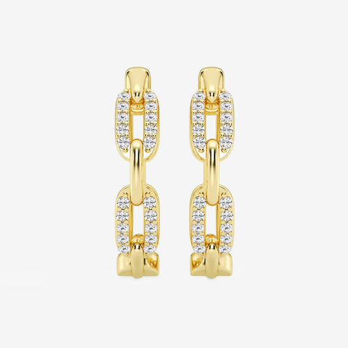 Round Lab Grown Diamond Petite Paperclip Hoop Earrings