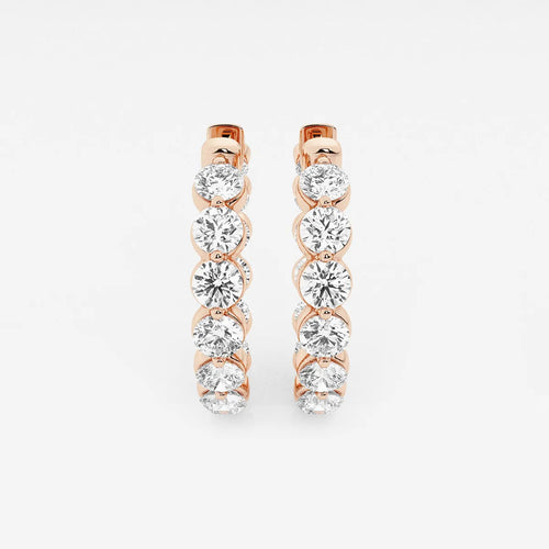Round Lab Grown Diamond Inside Out Floating Hoop Earrings