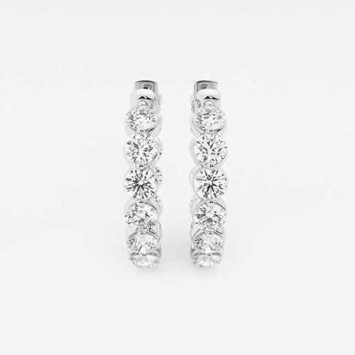 Round Lab Grown Diamond Inside Out Floating Hoop Earrings