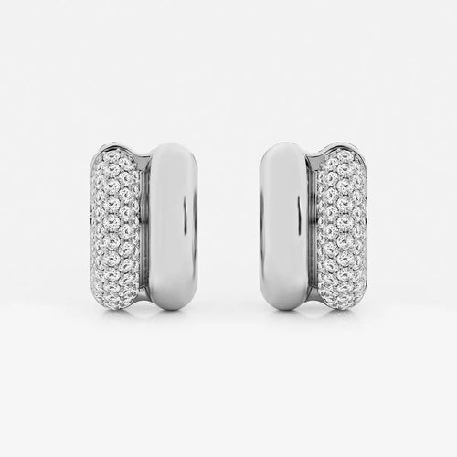 Round Lab Grown Diamond High Polish Double Hoop Earrings