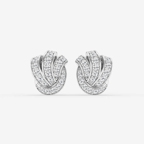 Round Lab Grown Diamond Pave Knot Stud Earrings
