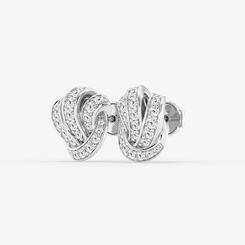 Round Lab Grown Diamond Pave Knot Stud Earrings