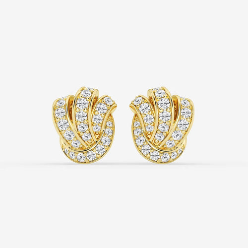 Round Lab Grown Diamond Pave Knot Stud Earrings