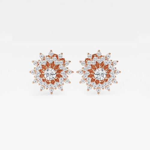 Round Lab Grown Diamond Sunburst Earrings