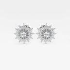 Round Lab Grown Diamond Sunburst Earrings