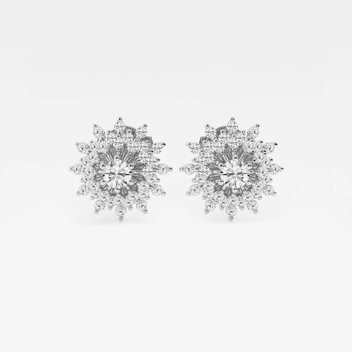 Round Lab Grown Diamond Sunburst Earrings