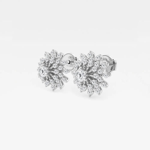 Round Lab Grown Diamond Sunburst Earrings