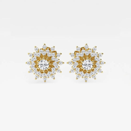 Round Lab Grown Diamond Sunburst Earrings