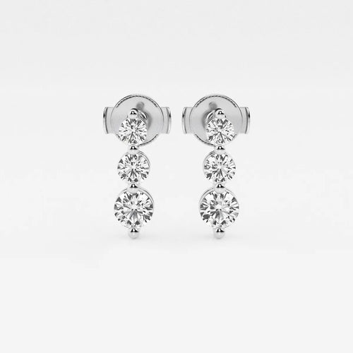 Round Lab Grown Diamond Three-Stone Drop Earrings