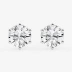 Round Colorless Lab Grown Diamond Six Prong Stud Earrings