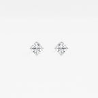Round Lab Grown Diamond Flower Petal Solitaire Certified Stud Earrings