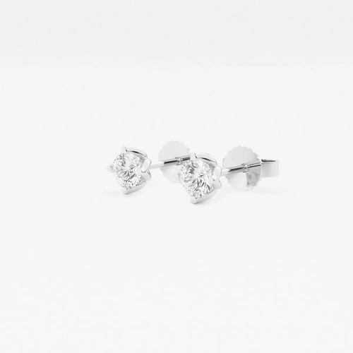 Round Lab Grown Diamond Flower Petal Solitaire Certified Stud Earrings