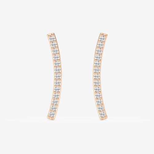 Round Lab Grown Diamond Curved Bar Earrings