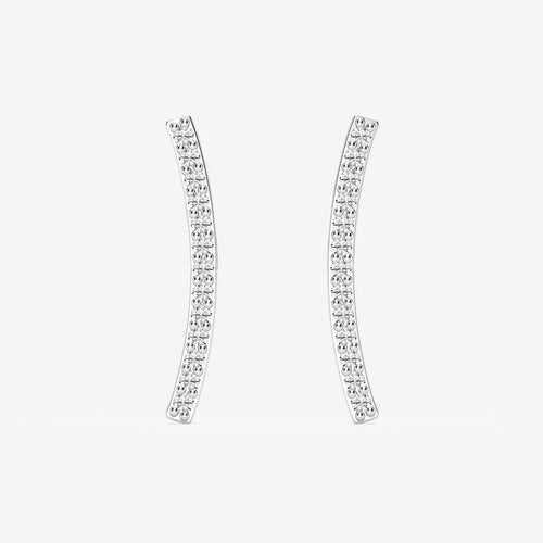 Round Lab Grown Diamond Curved Bar Earrings
