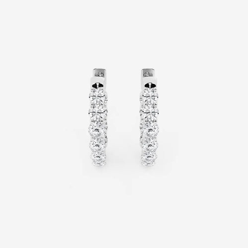 Round Lab Grown Diamond Oval-Shaped Inside Out Hoop Earrings