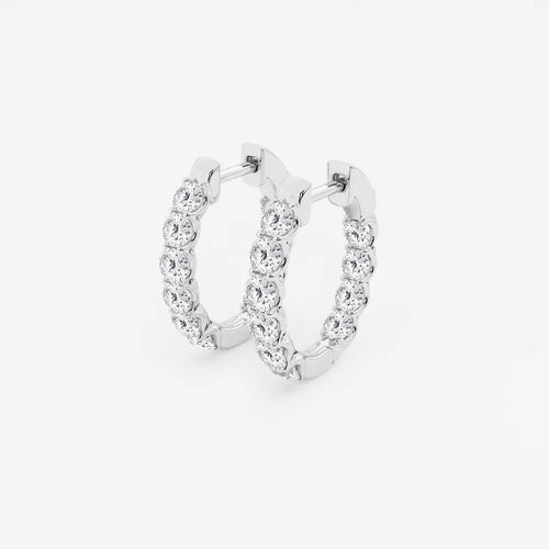 Round Lab Grown Diamond Oval-Shaped Inside Out Hoop Earrings
