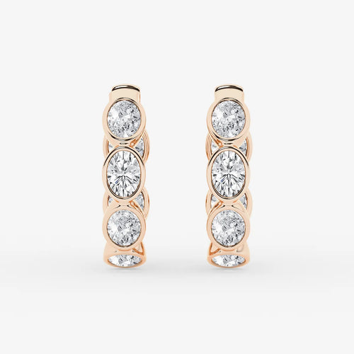Oval Lab Grown Diamond Huggie Hoop Earrings