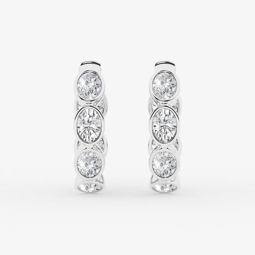 Oval Lab Grown Diamond Huggie Hoop Earrings