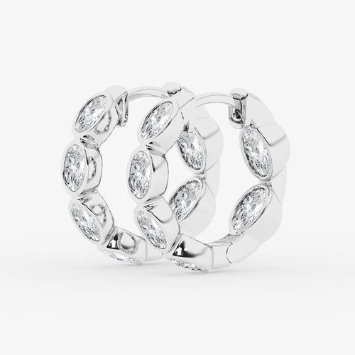 Oval Lab Grown Diamond Huggie Hoop Earrings