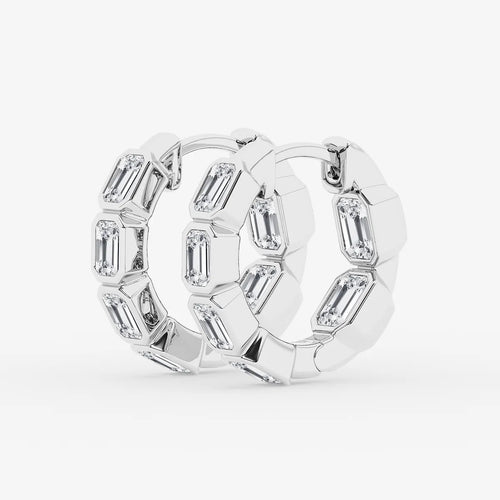 Emerald Lab Grown Diamond Huggie Hoop Earrings