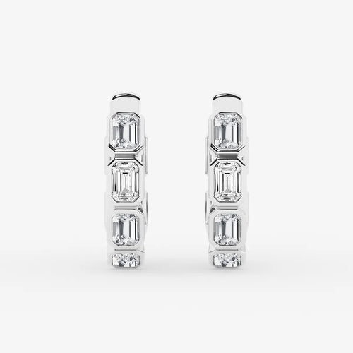 Emerald Lab Grown Diamond Huggie Hoop Earrings