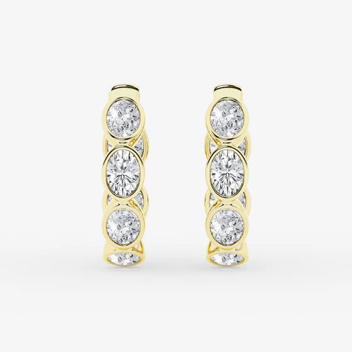Oval Lab Grown Diamond Huggie Hoop Earrings