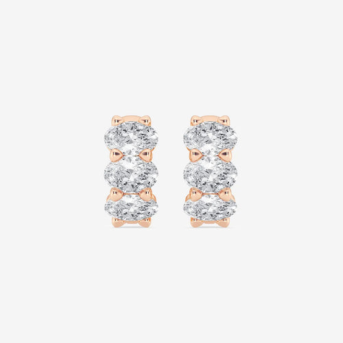 Oval Lab Grown Diamond Huggie Hoop Earrings