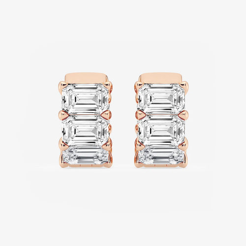 Emerald Lab Grown Diamond Huggie Hoop Earrings