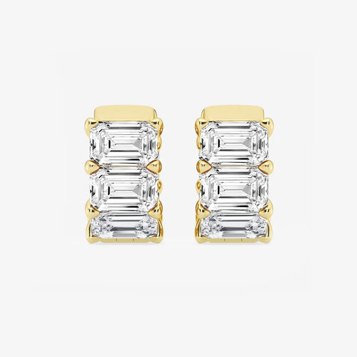 Emerald Lab Grown Diamond Huggie Hoop Earrings