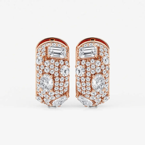 Multi-Shape Lab Grown Diamond Pave Scatter Hoop Earrings