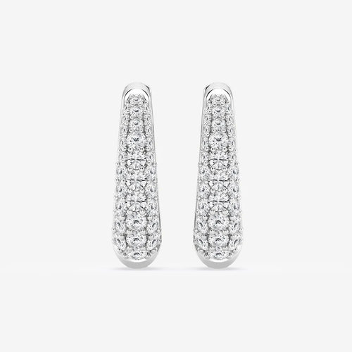 Round Lab Grown Diamond Tapered Petite Hoop Earrings