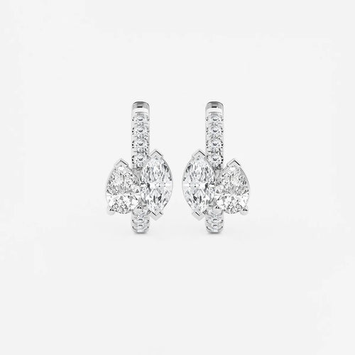 Marquise and Pear Lab Grown Diamond Huggie Hoop Earrings