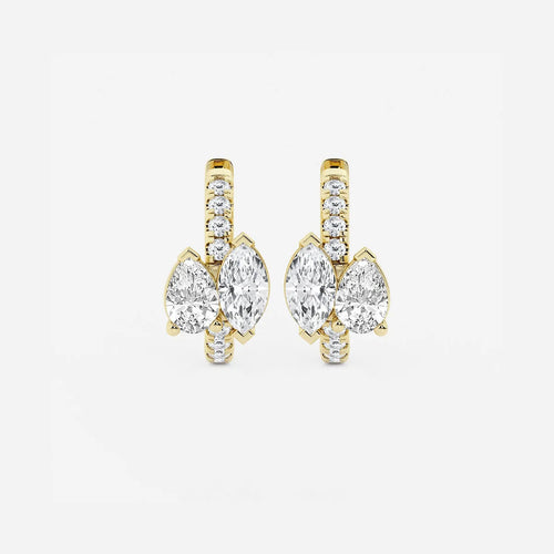 Marquise and Pear Lab Grown Diamond Huggie Hoop Earrings