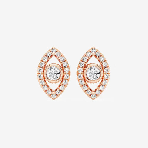 Round Lab Grown Diamond Evil Eye Earrings