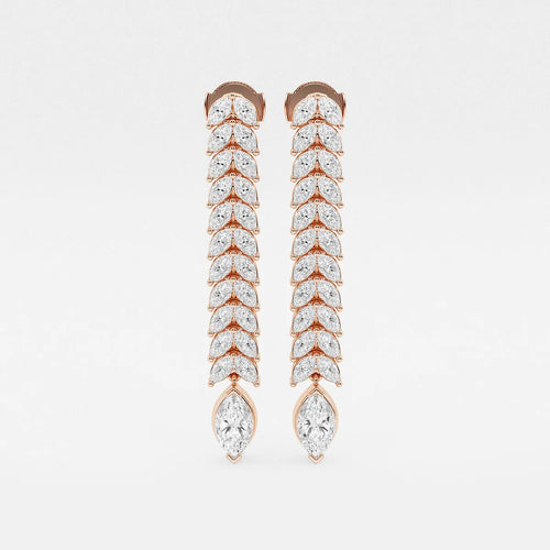 Marquise Lab Grown Diamond Double Row Dangle Earrings