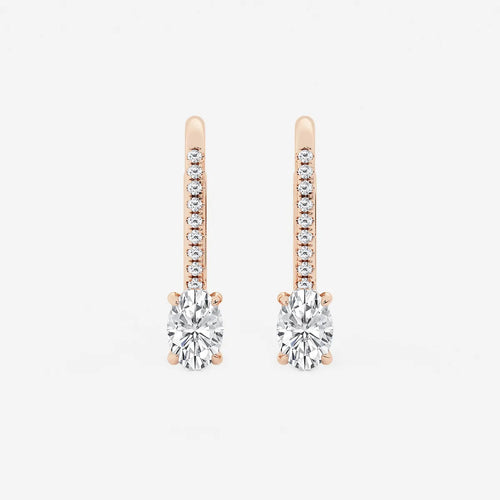 Oval Lab Grown Diamond Hidden Halo Earrings
