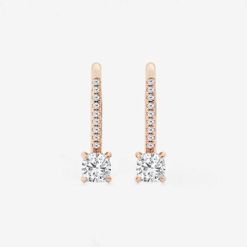 Cushion Lab Grown Diamond Hidden Halo Earrings