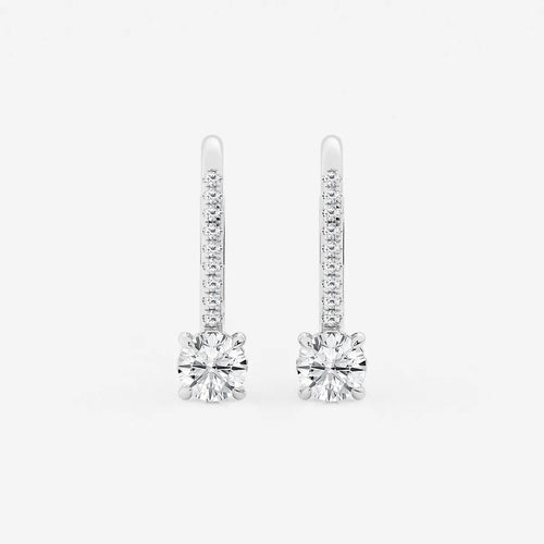Round Lab Grown Diamond Hidden Halo Earrings