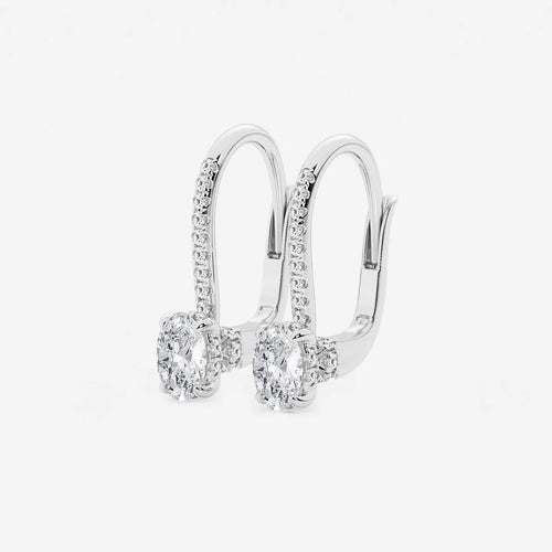 Oval Lab Grown Diamond Hidden Halo Earrings