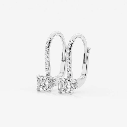 Asscher Lab Grown Diamond Hidden Halo Earrings