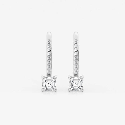 Asscher Lab Grown Diamond Hidden Halo Earrings