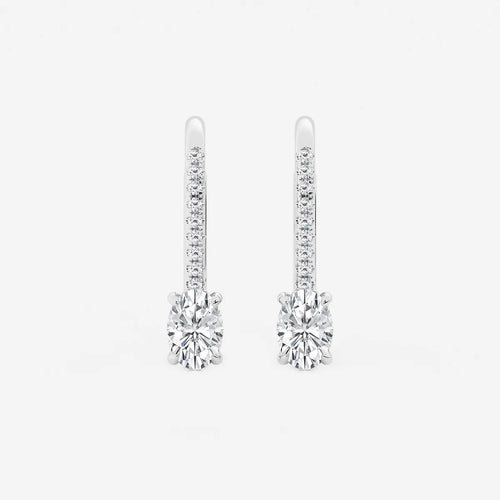Oval Lab Grown Diamond Hidden Halo Earrings