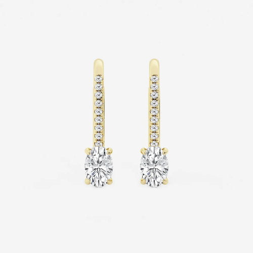 Oval Lab Grown Diamond Hidden Halo Earrings