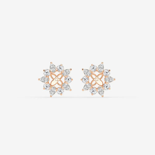 Round and Pear Lab Grown Diamond Alternating Halo Earring Jackets