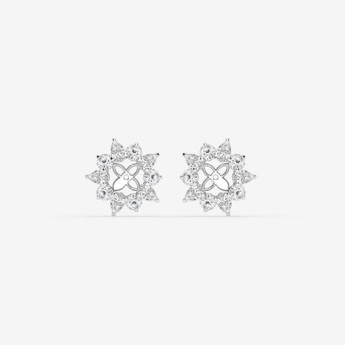 Round and Pear Lab Grown Diamond Alternating Halo Earring Jackets