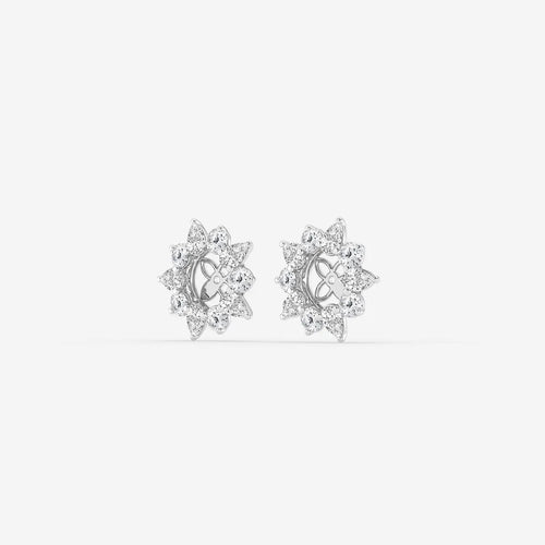 Round and Pear Lab Grown Diamond Alternating Halo Earring Jackets
