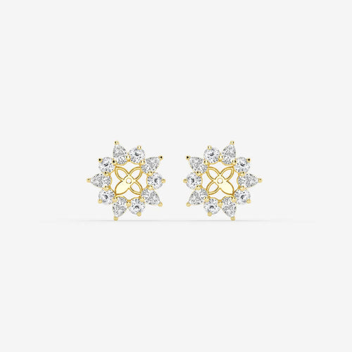 Round and Pear Lab Grown Diamond Alternating Halo Earring Jackets