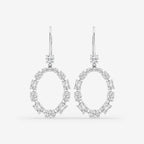 Emerald and Oval Lab Grown Diamond Alternating Drop Earrings