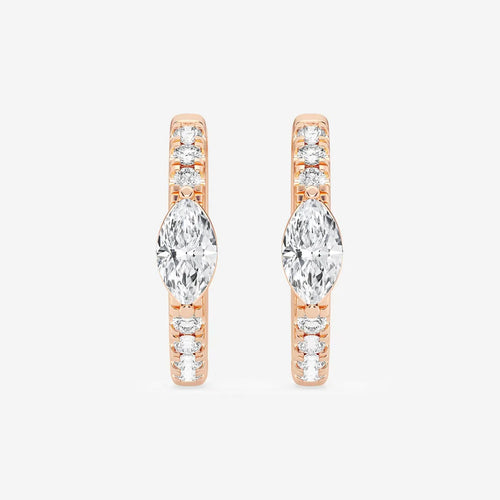 Marquise Lab Grown Diamond Petite Huggie Hoop Earrings