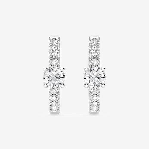 Round Lab Grown Diamond Petite Huggie Hoop Earrings